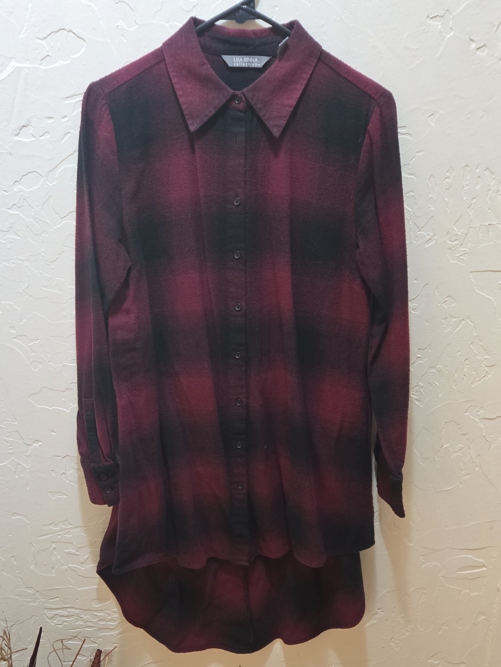 3/$10 Lisa Rinna Collection Red and Black Hi Low Hem Top